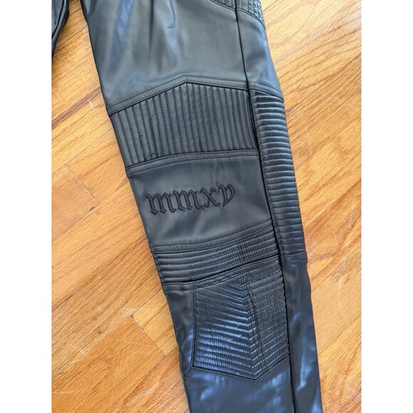 Guapi Blood Diamonds Men's Black Faux Leather Biker Moto Pants Size 28 NWT [jb] - Picture 5 of 10